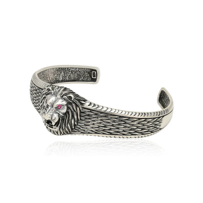 Ferocious Lion Sterling Silver Cuff