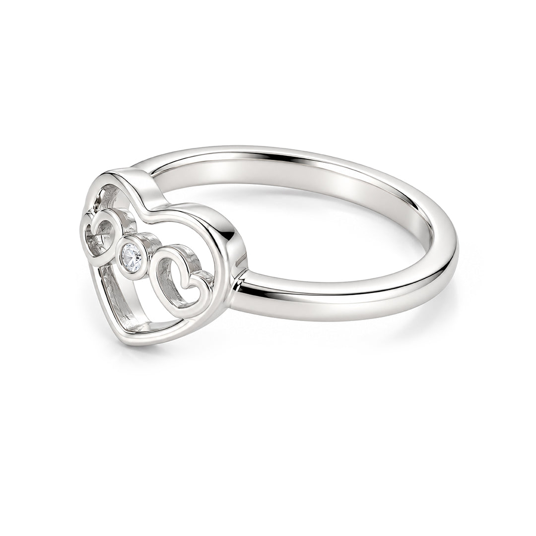 Filigree Bow Open Heart Sterling Silver Ring