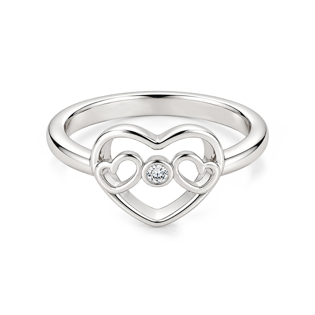 Filigree Bow Open Heart Sterling Silver Ring
