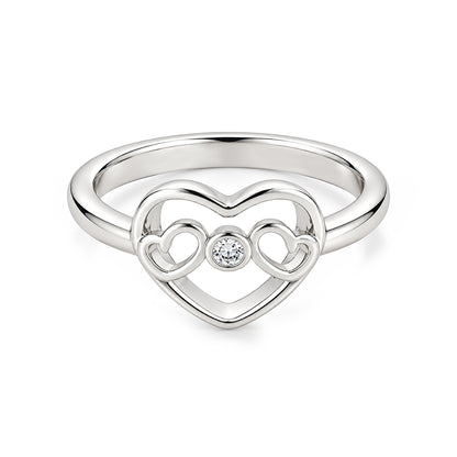 Filigree Bow Open Heart Sterling Silver Ring