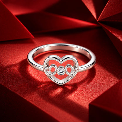 Filigree Bow Open Heart Sterling Silver Ring