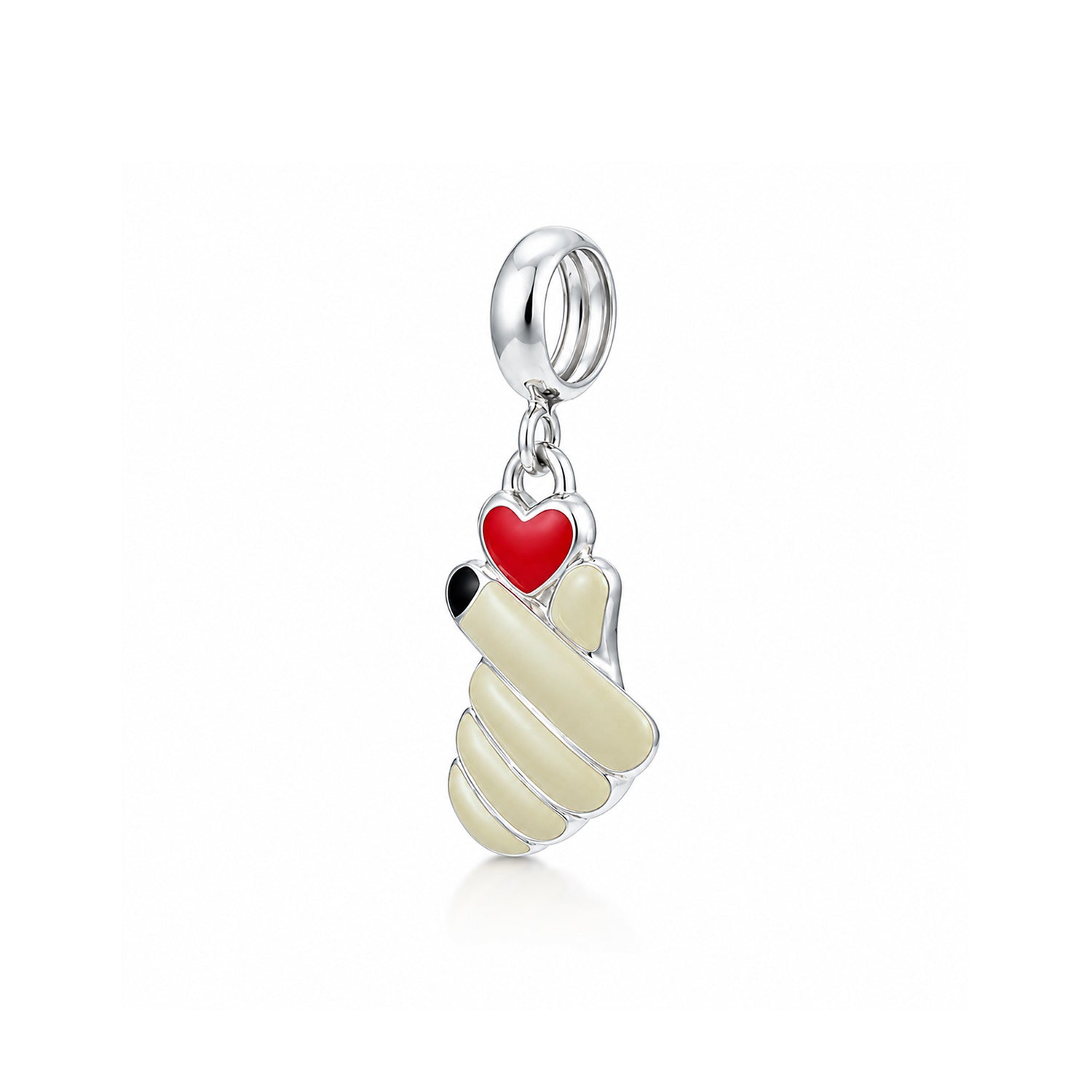 Finger Heart 925 Sterling Silver Charm Pendant