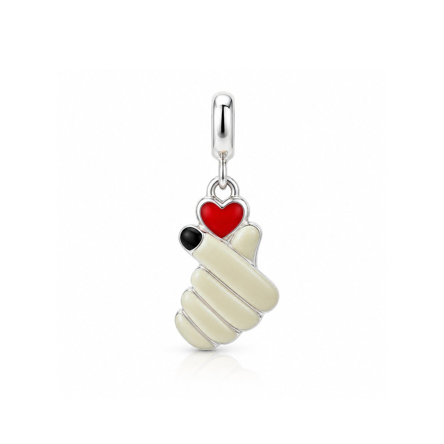 Finger Heart 925 Sterling Silver Charm Pendant
