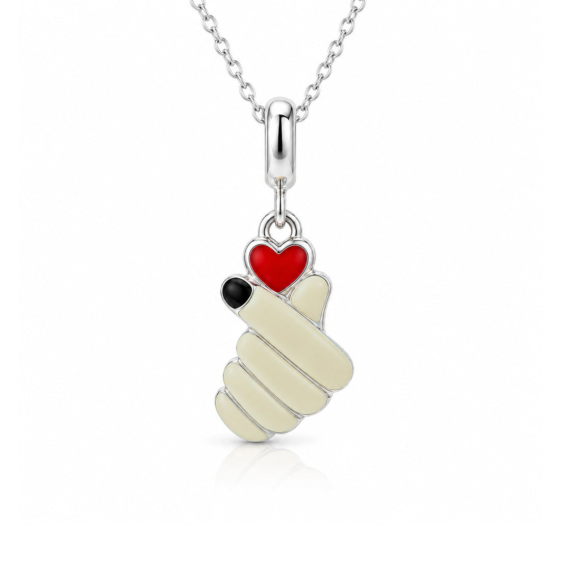 Finger Heart 925 Sterling Silver Charm Pendant