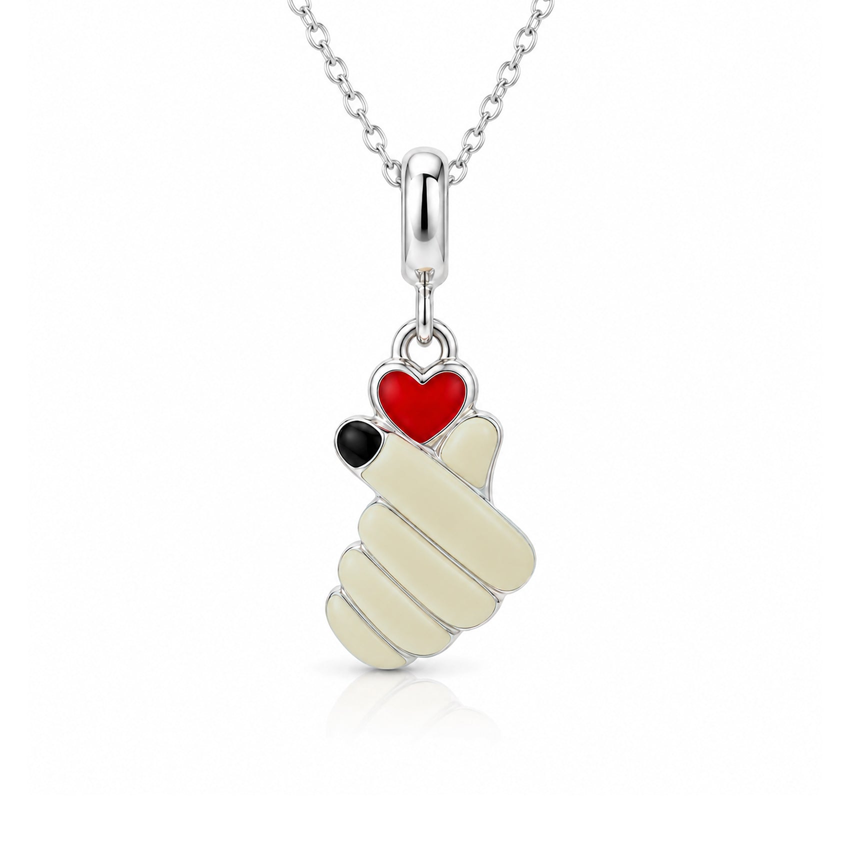 Finger Heart 925 Sterling Silver Charm Pendant