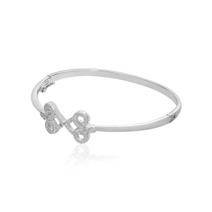 Fleur-de-Lis Elegance Rhodium Plated Kada 