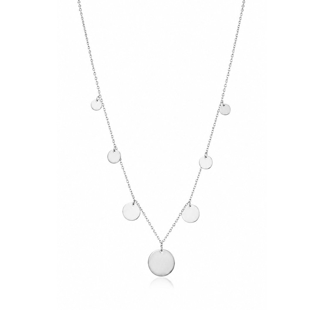 Floating Multi Disc Fringe Silver Chain