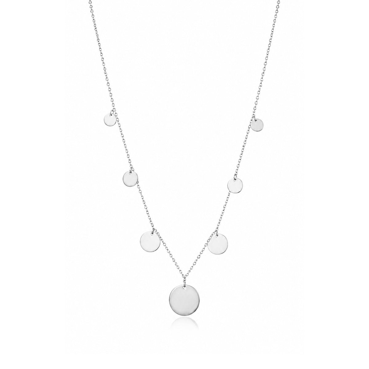 Floating Multi Disc Fringe Silver Chain