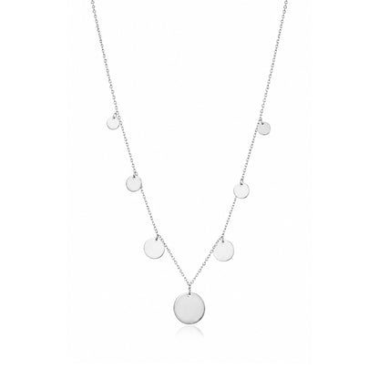 Floating Multi Disc Fringe Silver Chain