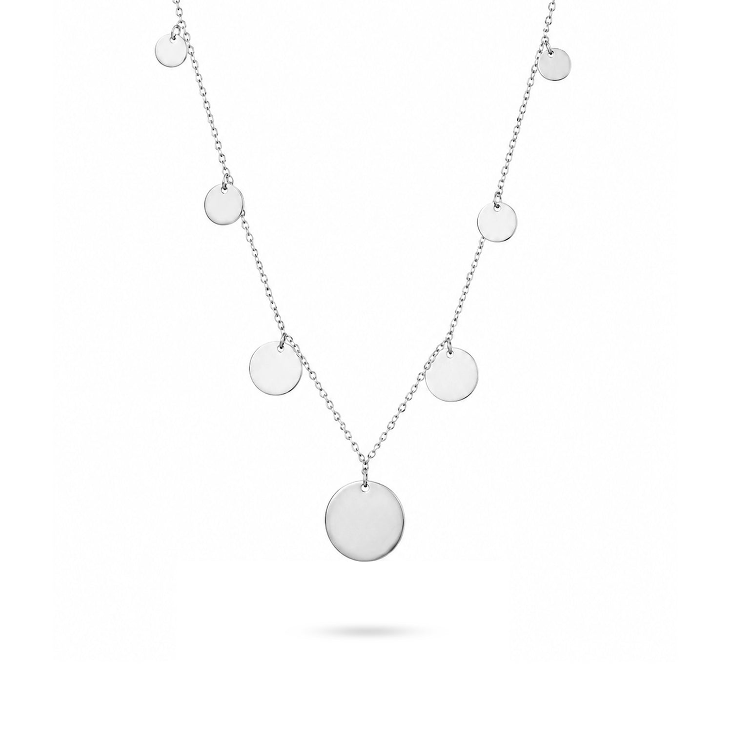 Floating Multi Disc Fringe Silver Chain