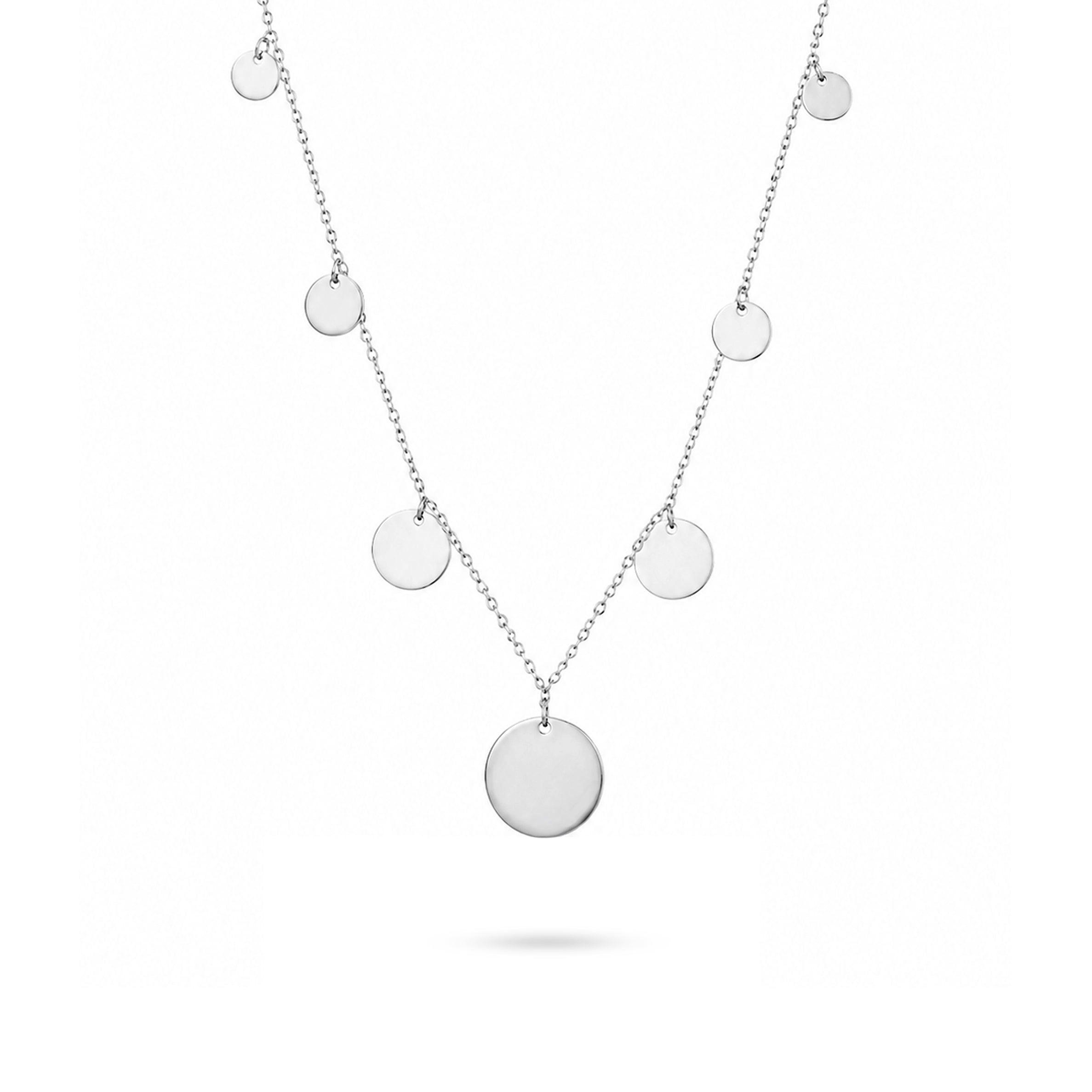 Floating Multi Disc Fringe Silver Chain