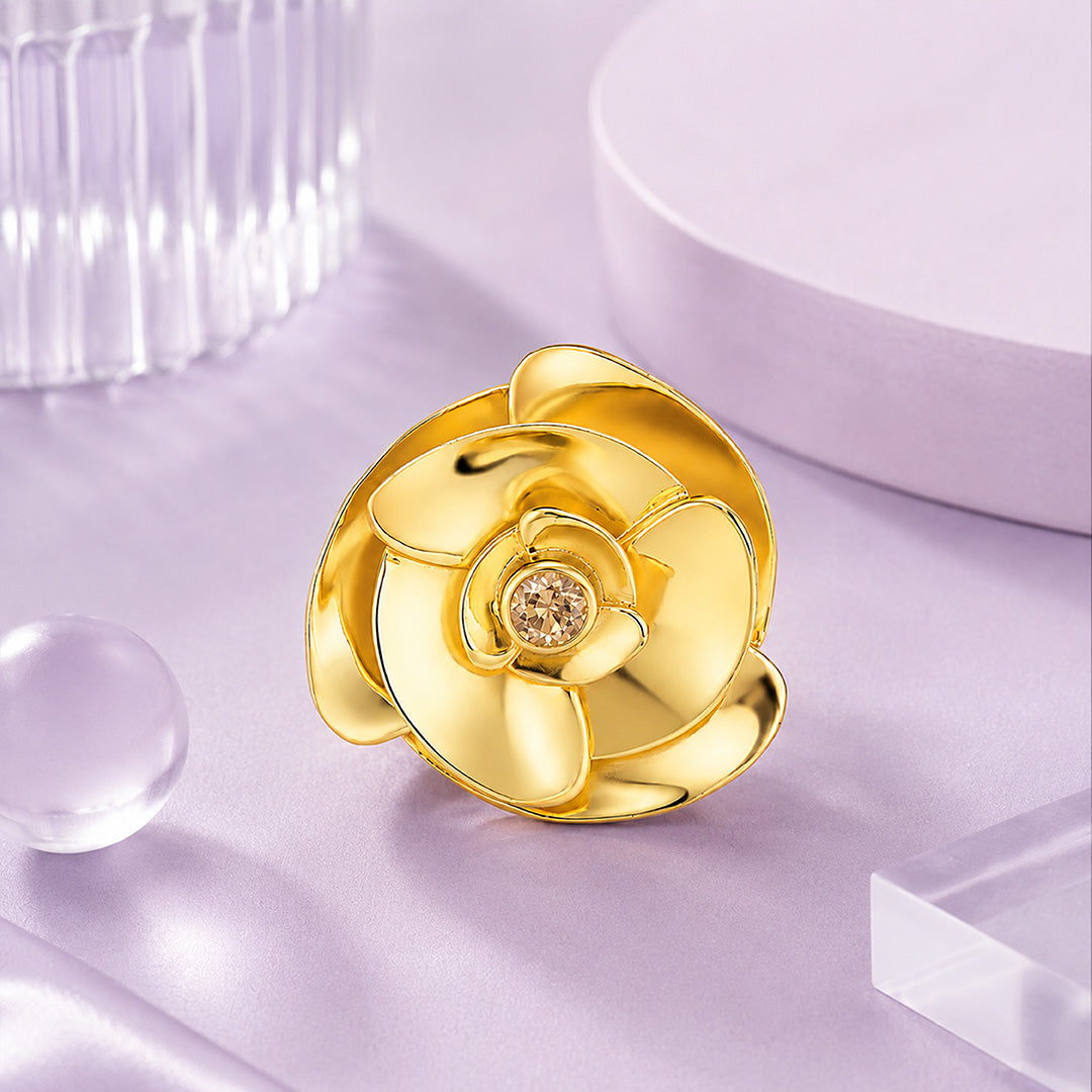 Floral Crystal Elegance 925 Sterling Silver Designer Ring