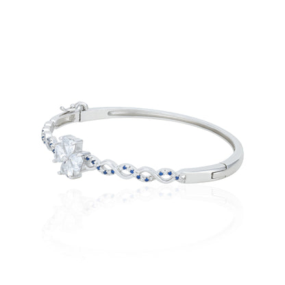 Floral Wave Stone Design 925 Sterling Silver Kada for Women