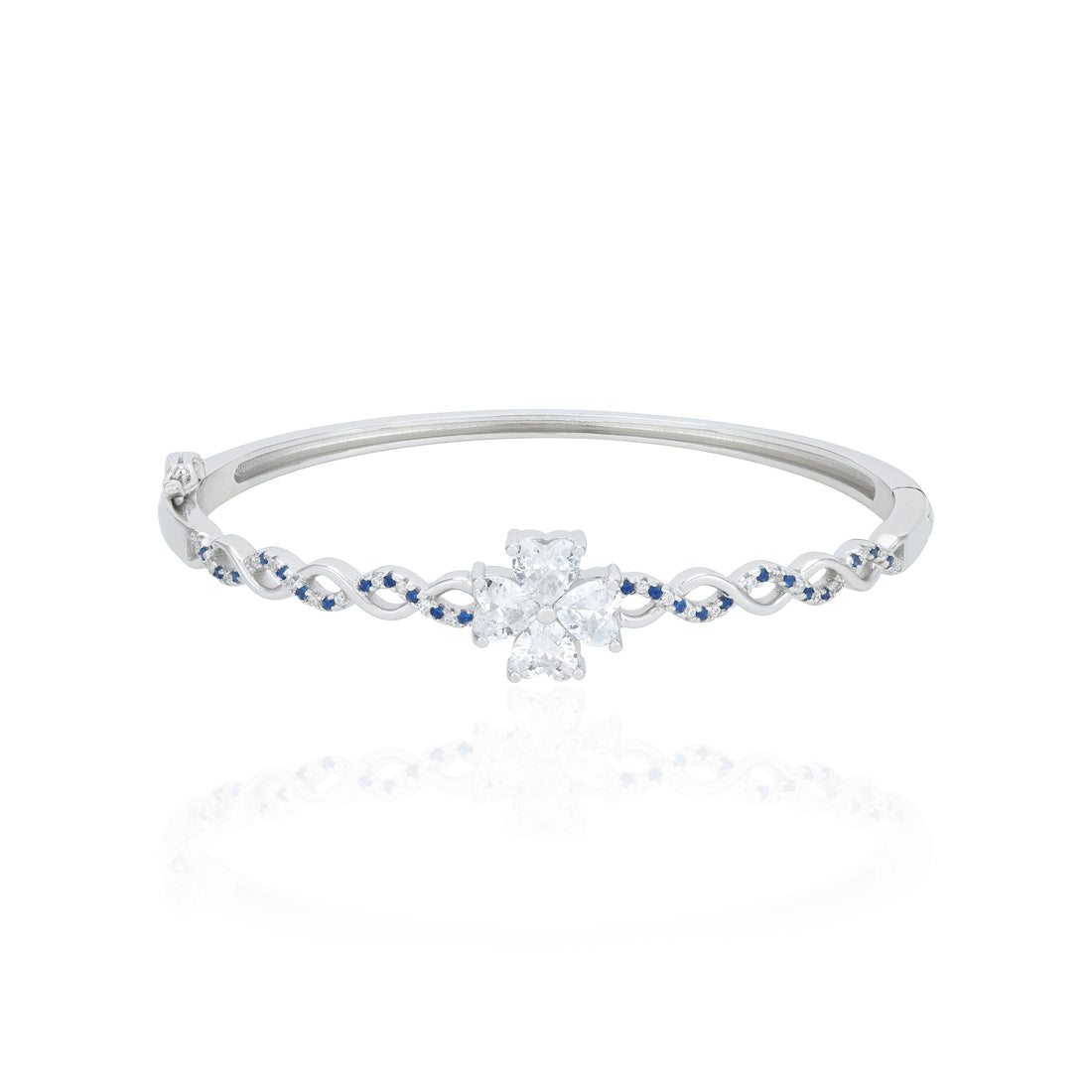 Floral Wave Stone Design 925 Sterling Silver Kada for Women