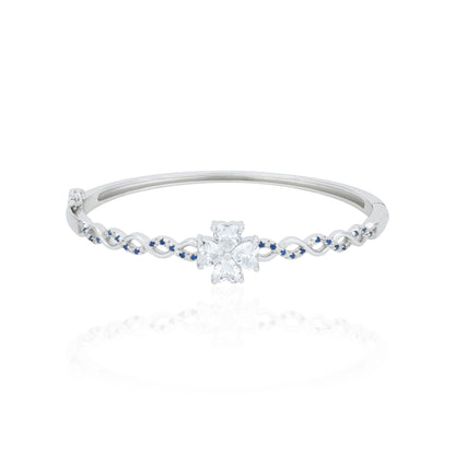 Floral Wave Stone Design 925 Sterling Silver Kada for Women