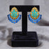 Floral Bee Golden 925 Sterling Silver Heritage Blue Stud Earrings