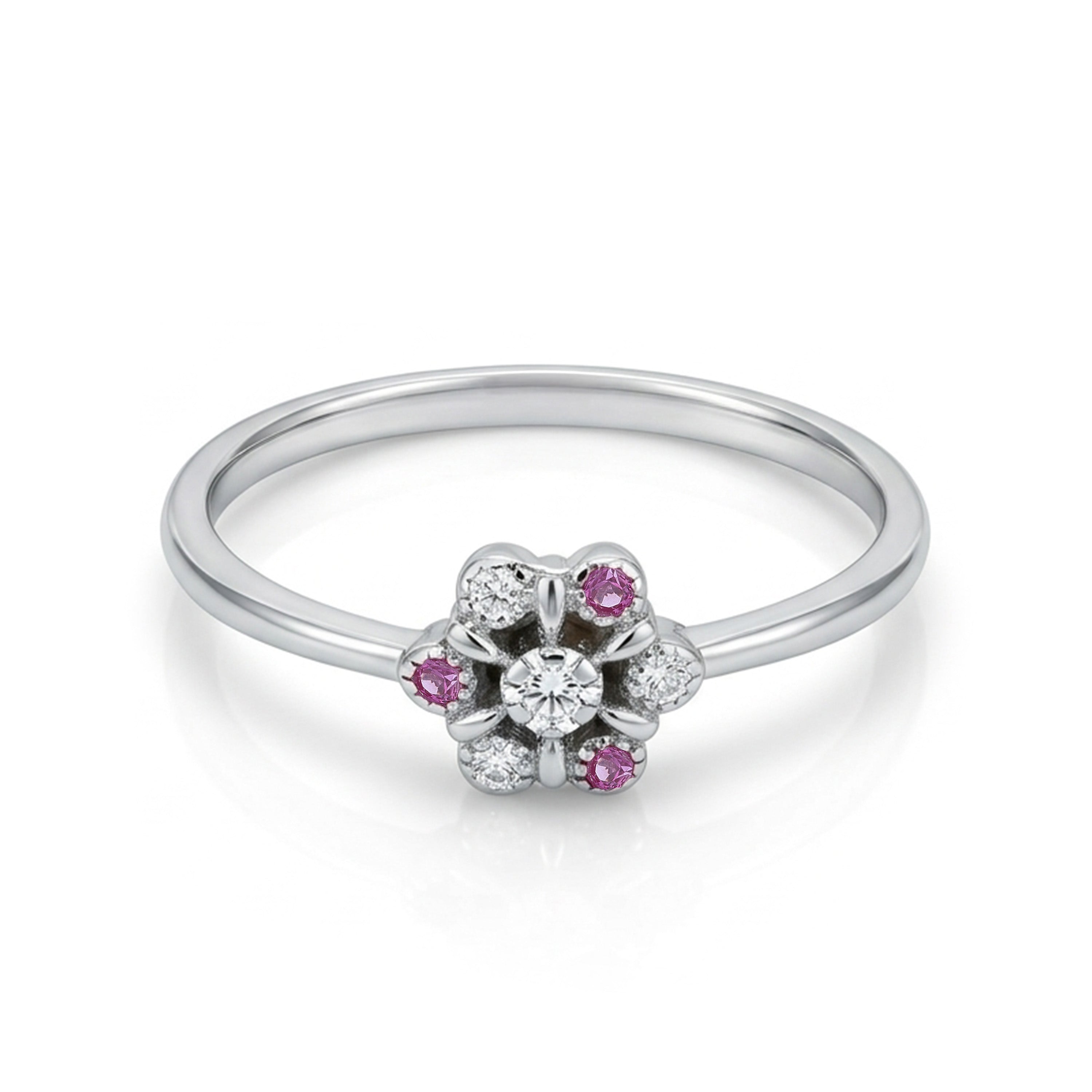 Floral Cluster 925 Sterling Silver Ring for Women