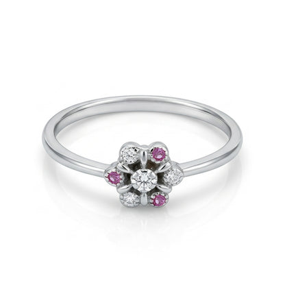 Floral Cluster 925 Sterling Silver Ring for Women