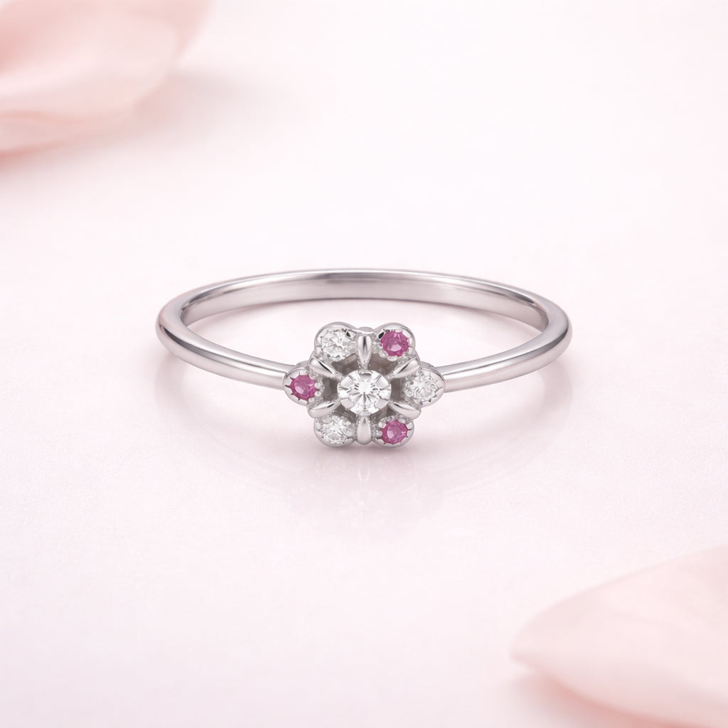 Floral Cluster 925 Sterling Silver Ring for Women