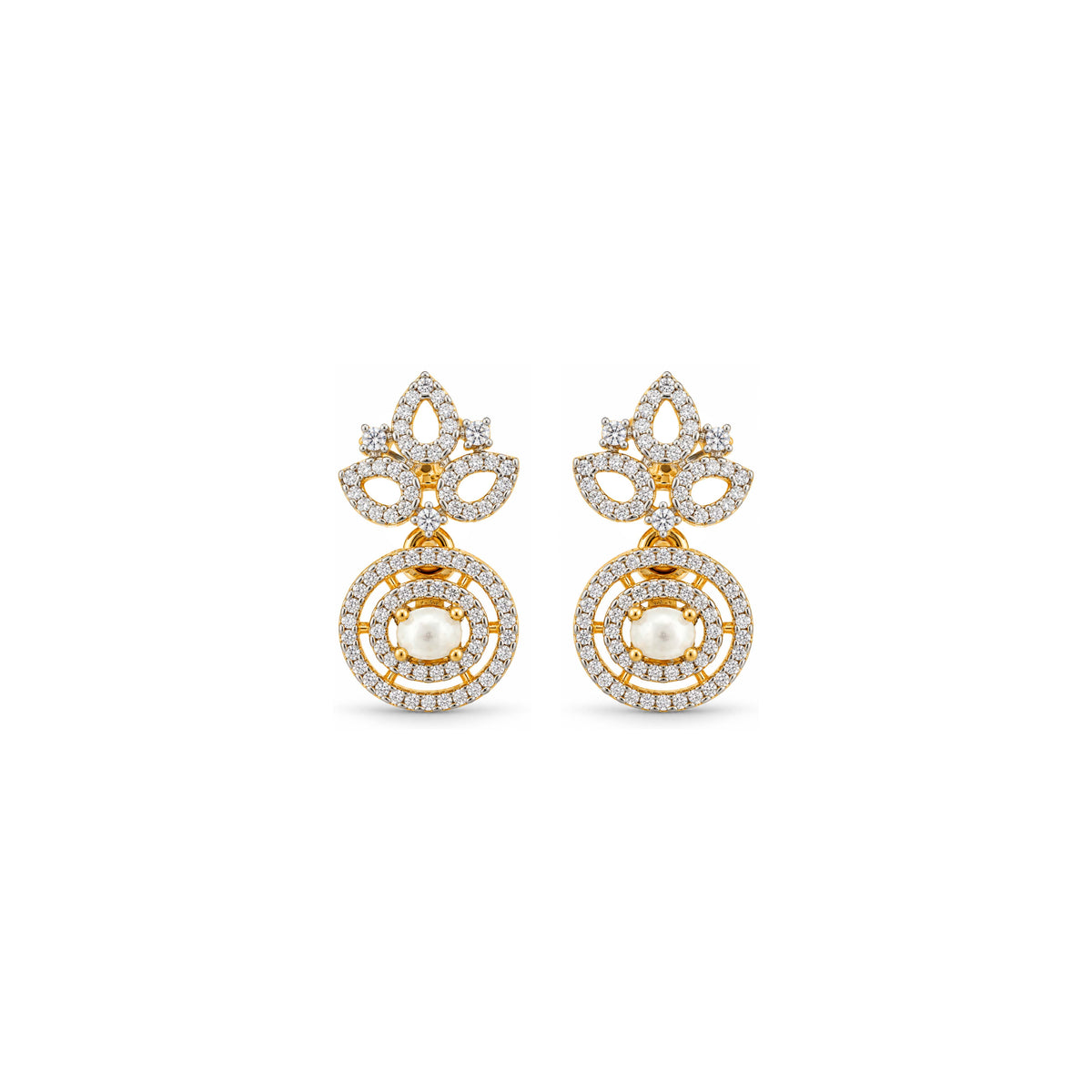 Floral Crown Pearl Silver Earring