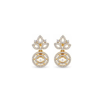 Floral Crown Pearl Silver Earring