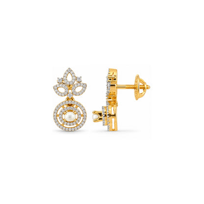Floral Crown Pearl Silver Earring