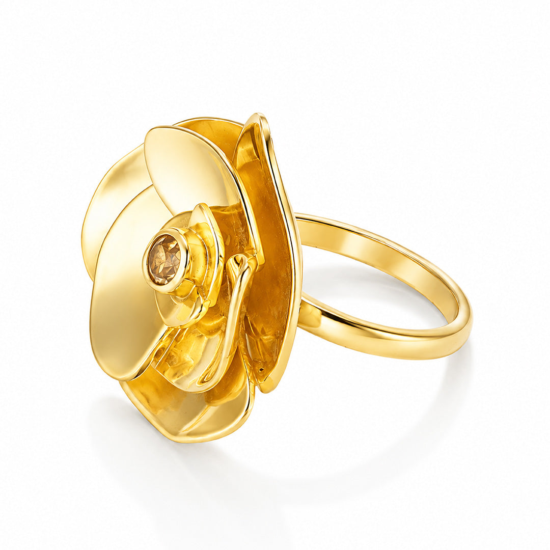 Floral Crystal Elegance 925 Sterling Silver Designer Ring