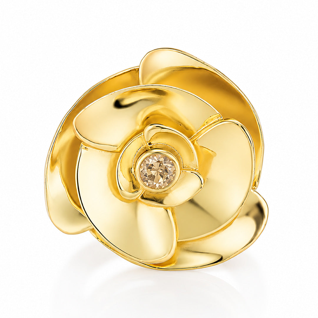 Floral Crystal Elegance 925 Sterling Silver Designer Ring