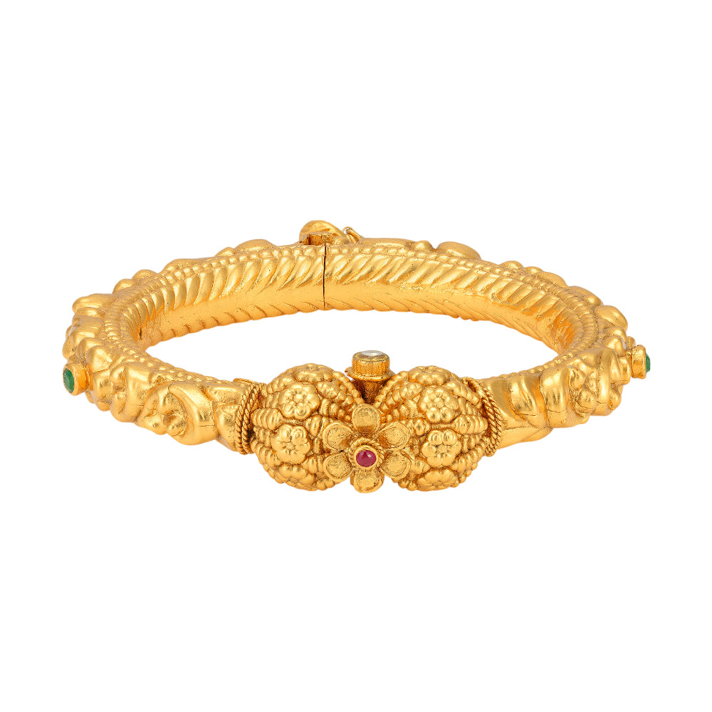 Floral Essence Adorned Red Green 925 Adjustable Kada