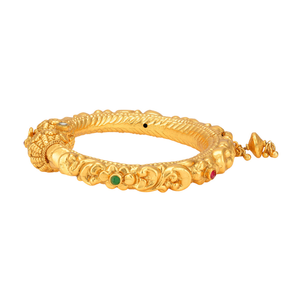 Floral Essence Adorned Red Green 925 Adjustable Kada
