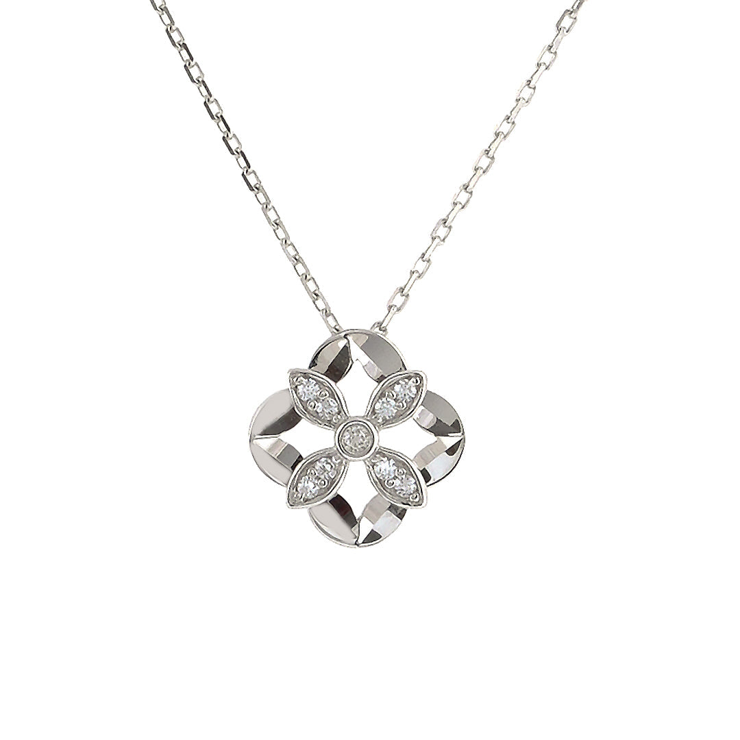 Floral Flourish Silver Pendant Chain