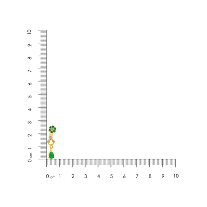 Floral Green 925 Sterling Silver Teardrop Earring for Women