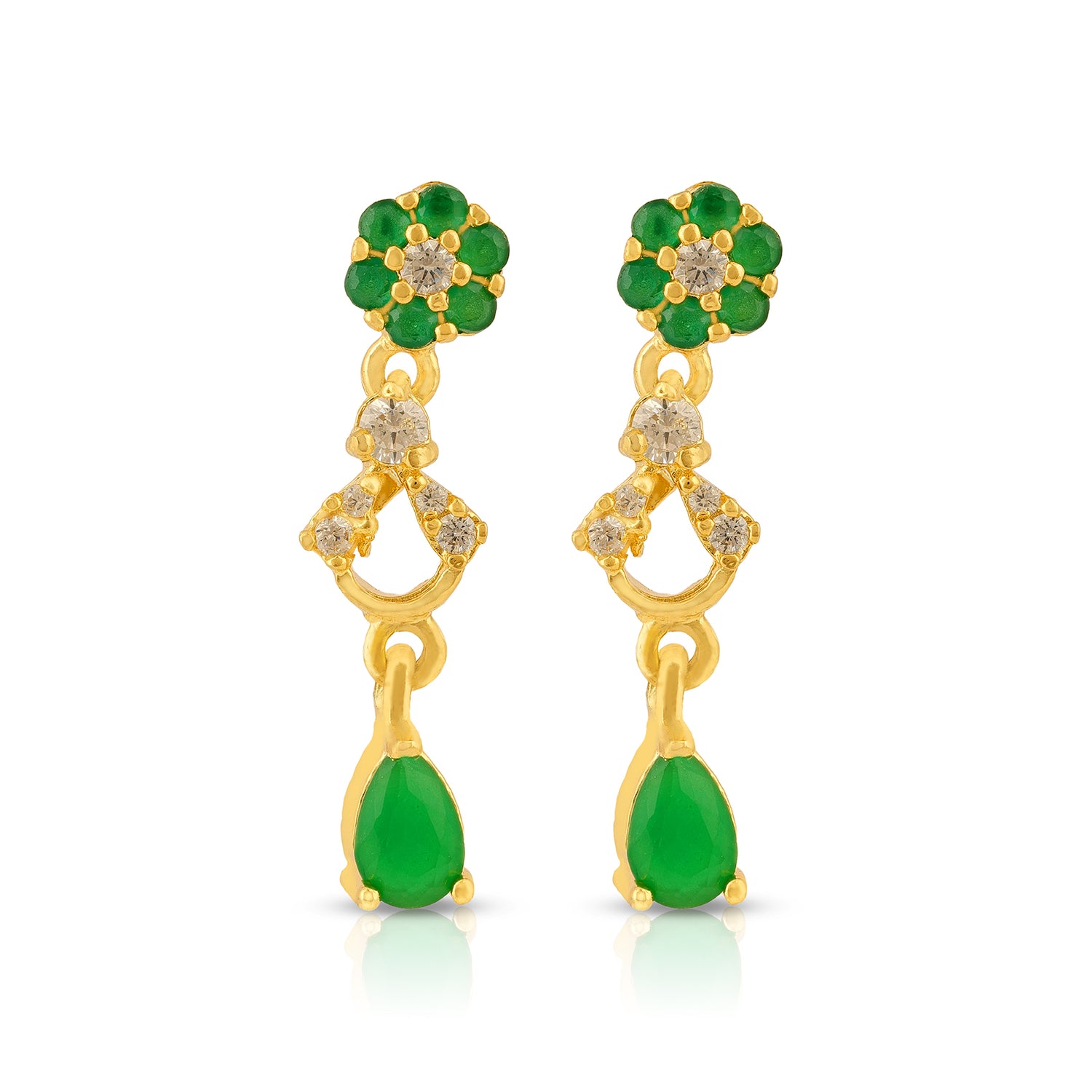 Floral Green 925 Sterling Silver Teardrop Earring for Women
