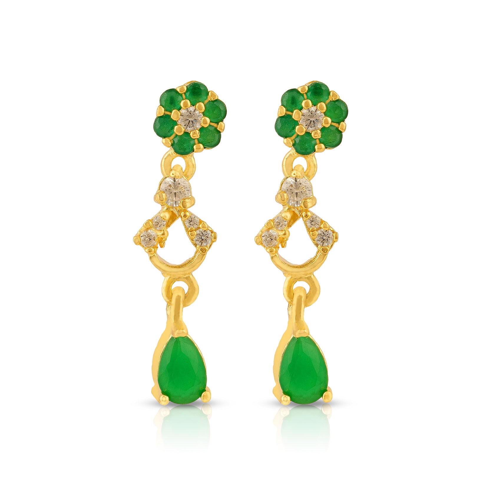 Floral Green 925 Sterling Silver Teardrop Earring for Women