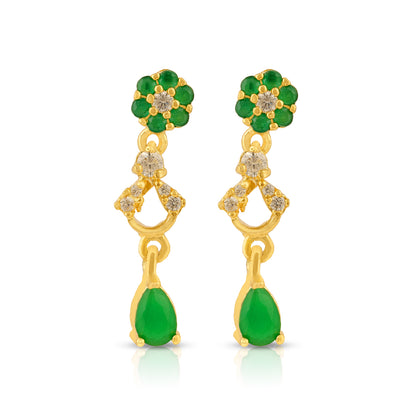Floral Green 925 Sterling Silver Teardrop Earring for Women