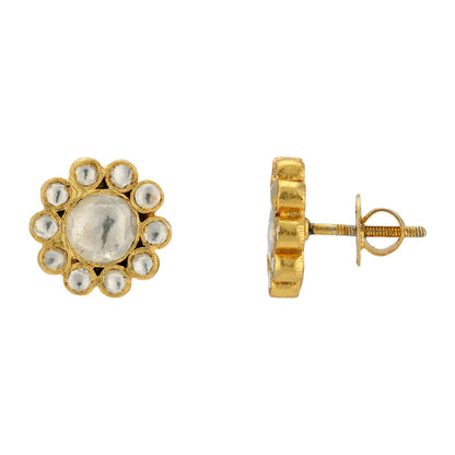 Floral Minimal Polki 925 Gold Plated Earrings