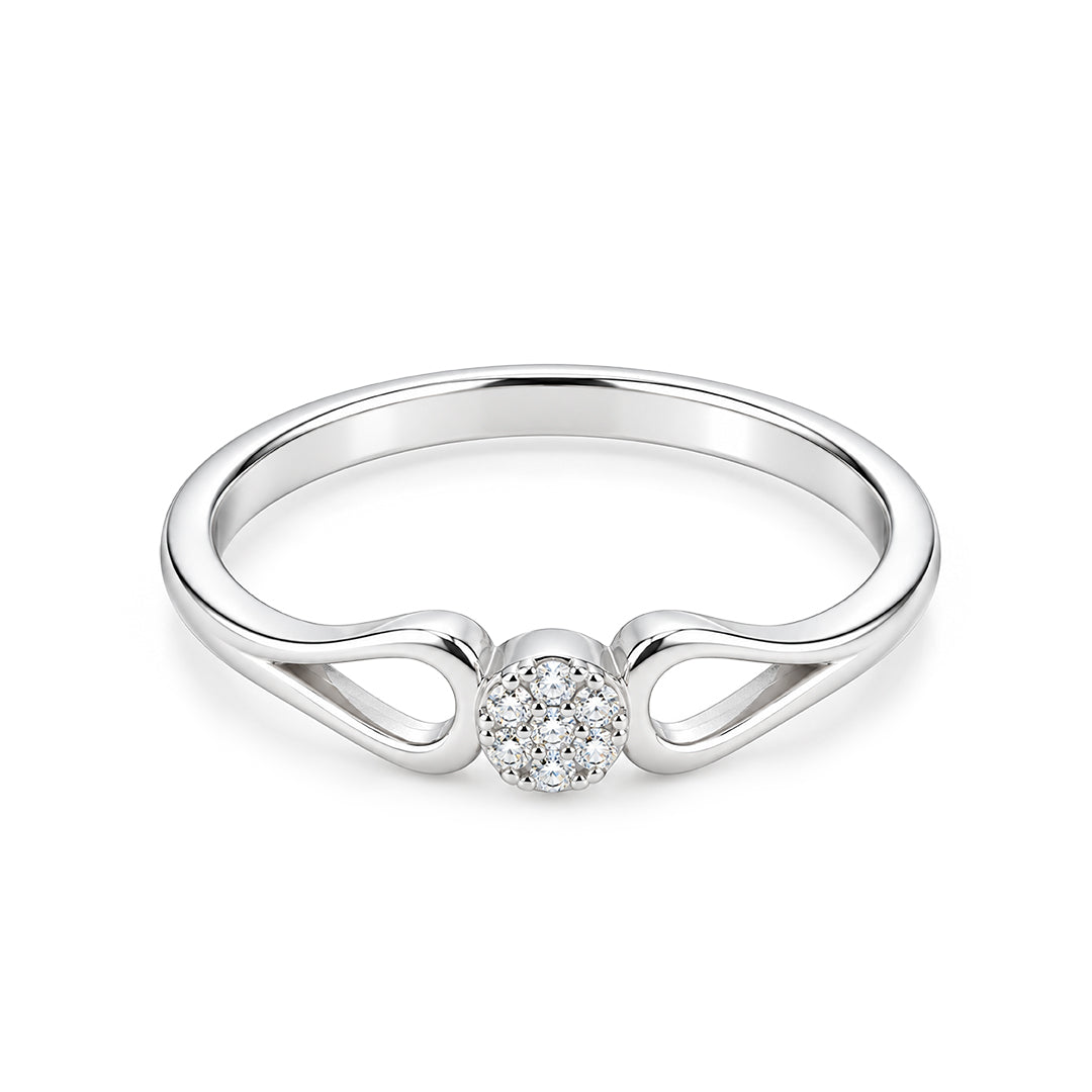Floral Pave Cluster Split-Shank Sterling Silver Ring