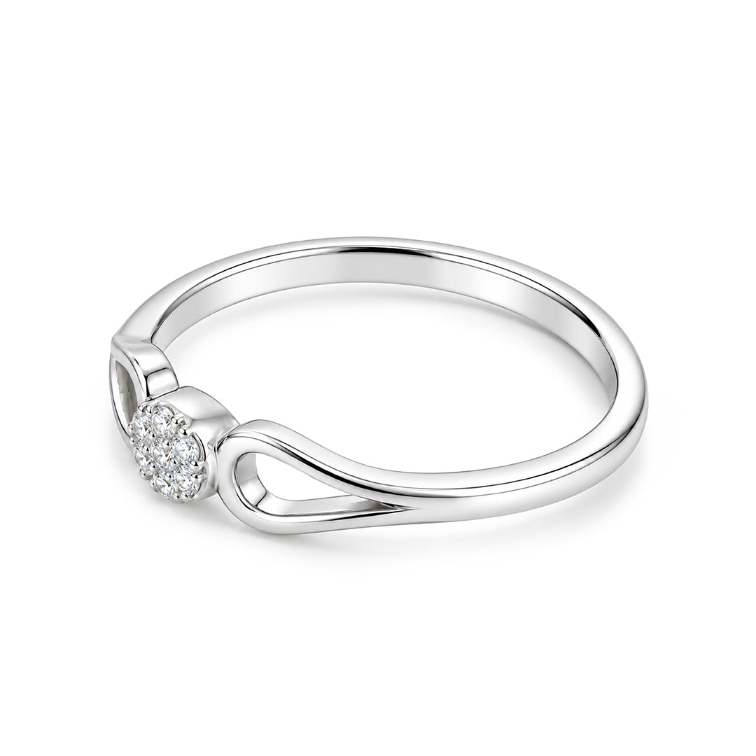 Floral Pave Cluster Split-Shank Sterling Silver Ring
