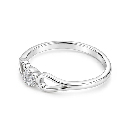 Floral Pave Cluster Split-Shank Sterling Silver Ring