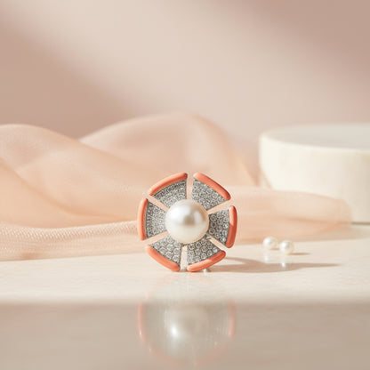 Floral Pearl Pavé 925 Sterling Silver Ring for Women
