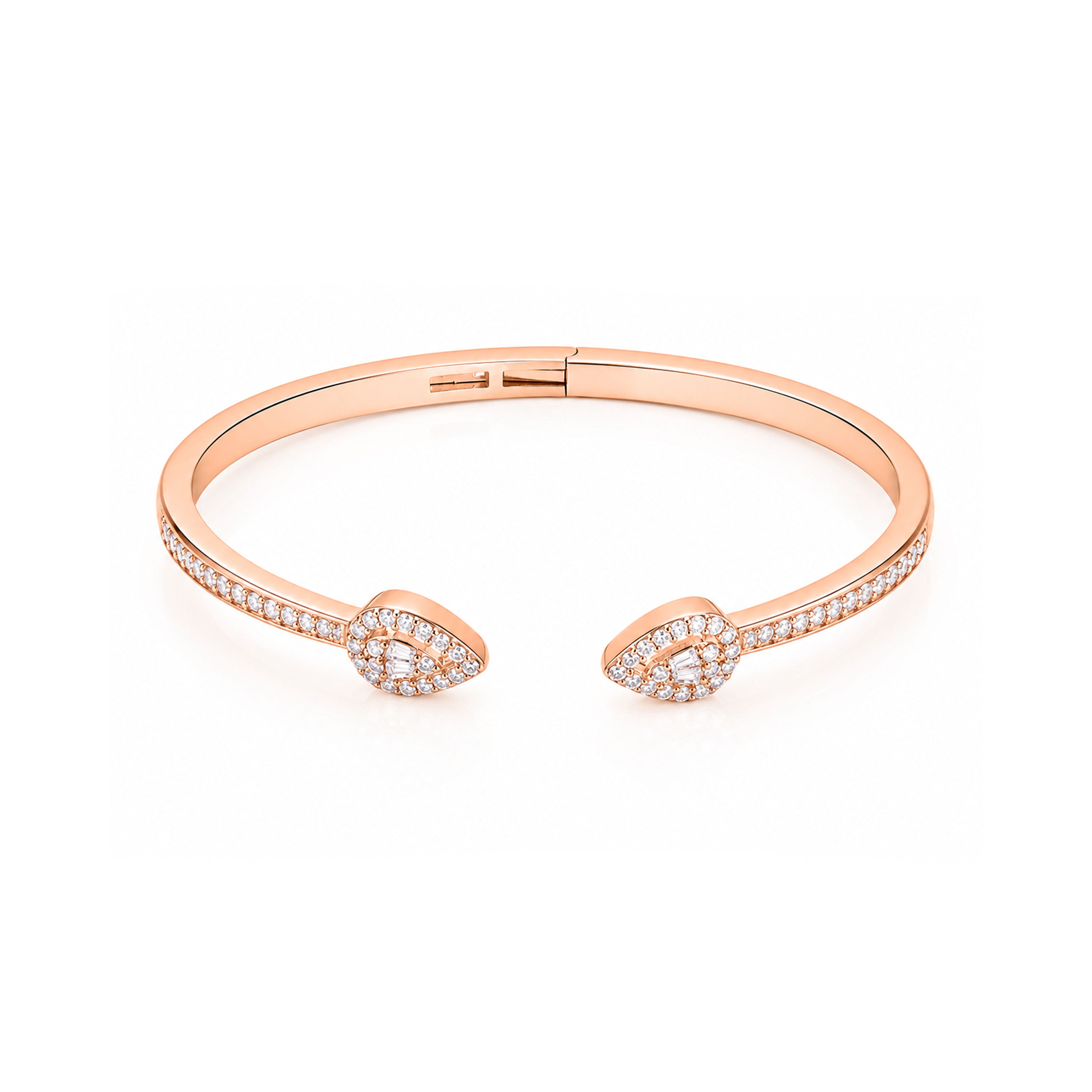 Floral Sparkle 925 Sterling Silver Rose Finish Kada