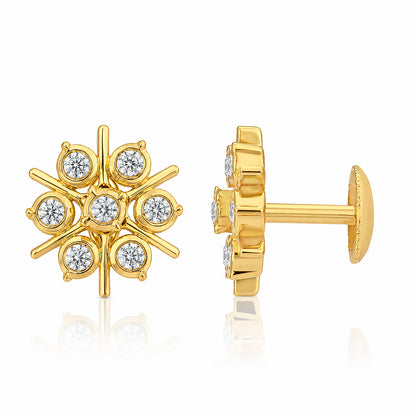 Floral Sparkle Cluster 925 Sterling Silver Stud Earrings