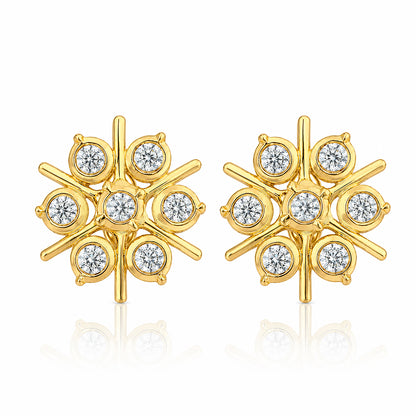 Floral Sparkle Cluster 925 Sterling Silver Stud Earrings