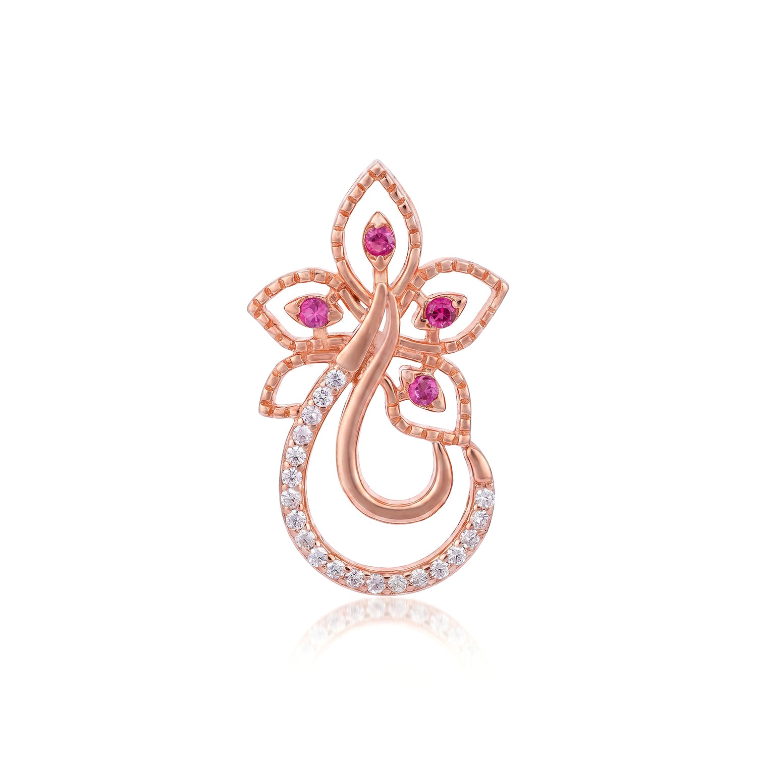 Floral Sparkle 925 Sterling Silver Stud Pendant