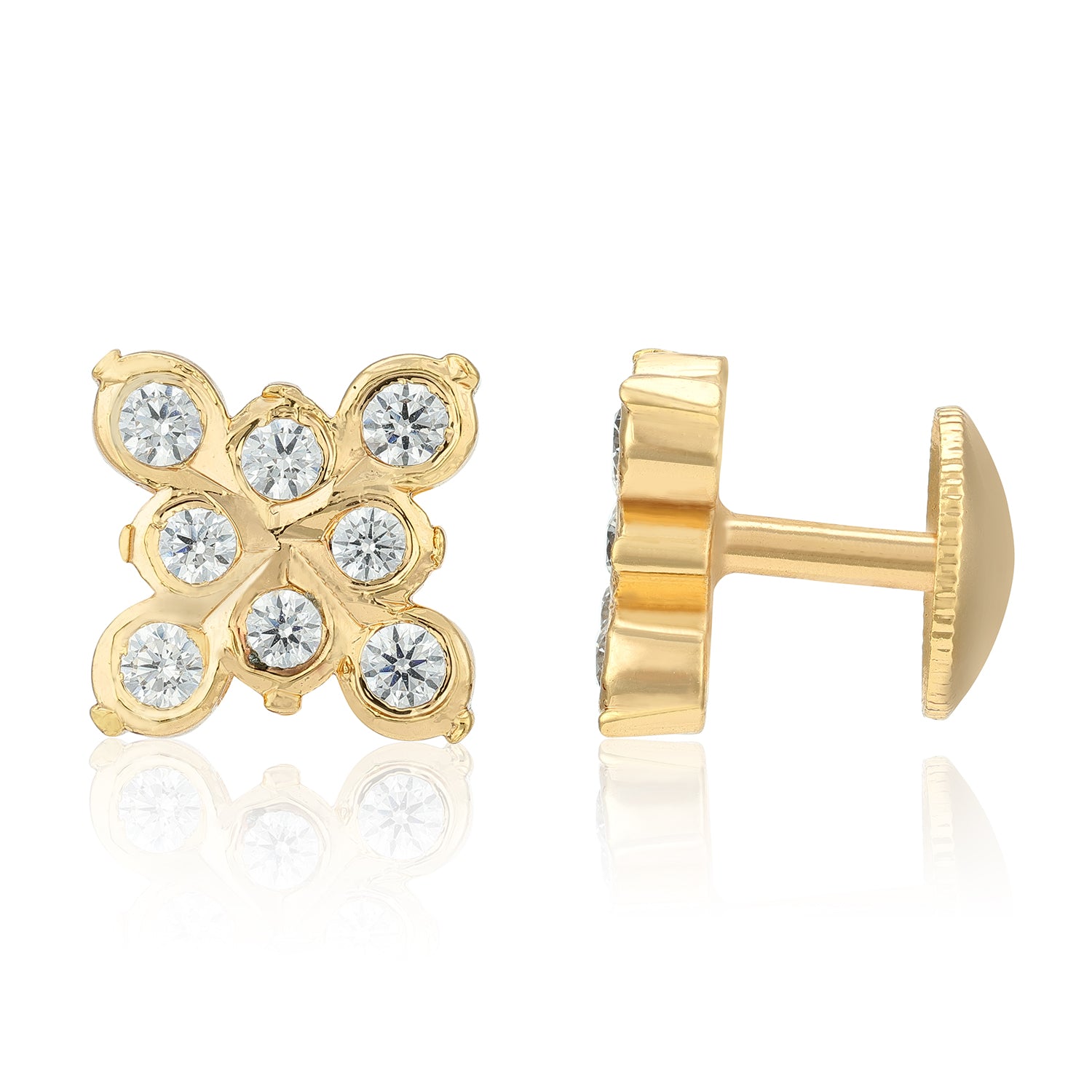 Floral Sparkle 925 Sterling Silver Square Earring for Women
