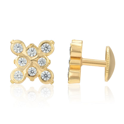 Floral Sparkle 925 Sterling Silver Square Earring for Women