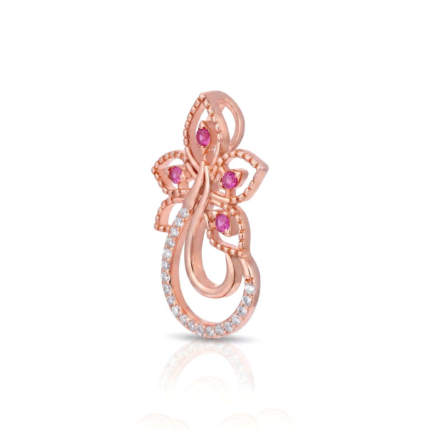 Floral Sparkle 925 Sterling Silver Stud Pendant