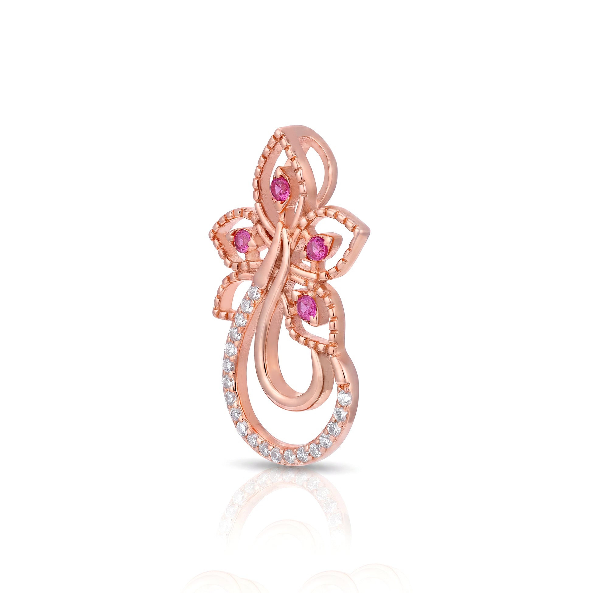 Floral Sparkle 925 Sterling Silver Stud Pendant