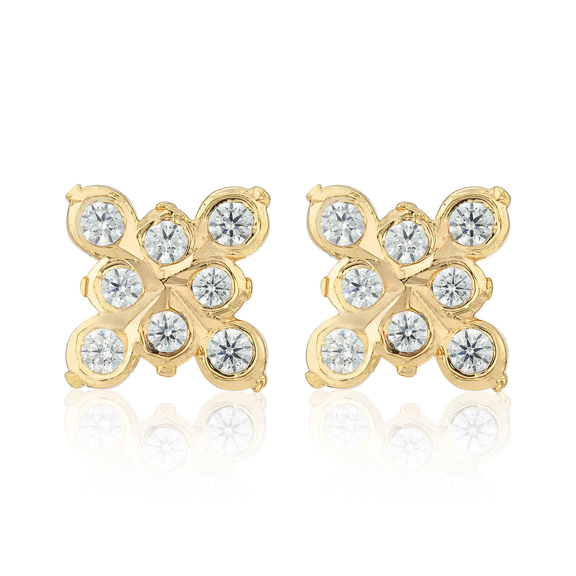 Floral Sparkle 925 Sterling Silver Square Earring for Women