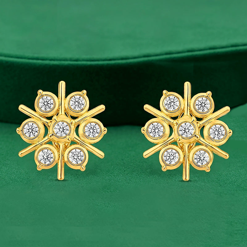 Floral Sparkle Cluster 925 Sterling Silver Stud Earrings